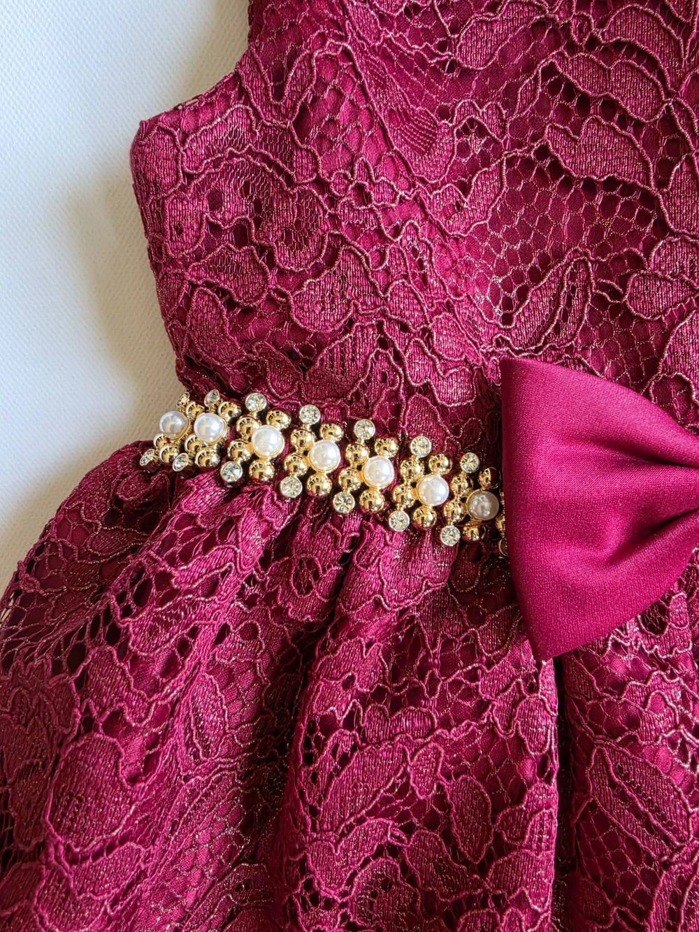 2T Burgundy Lace Party Dress - Picture 2 of 8